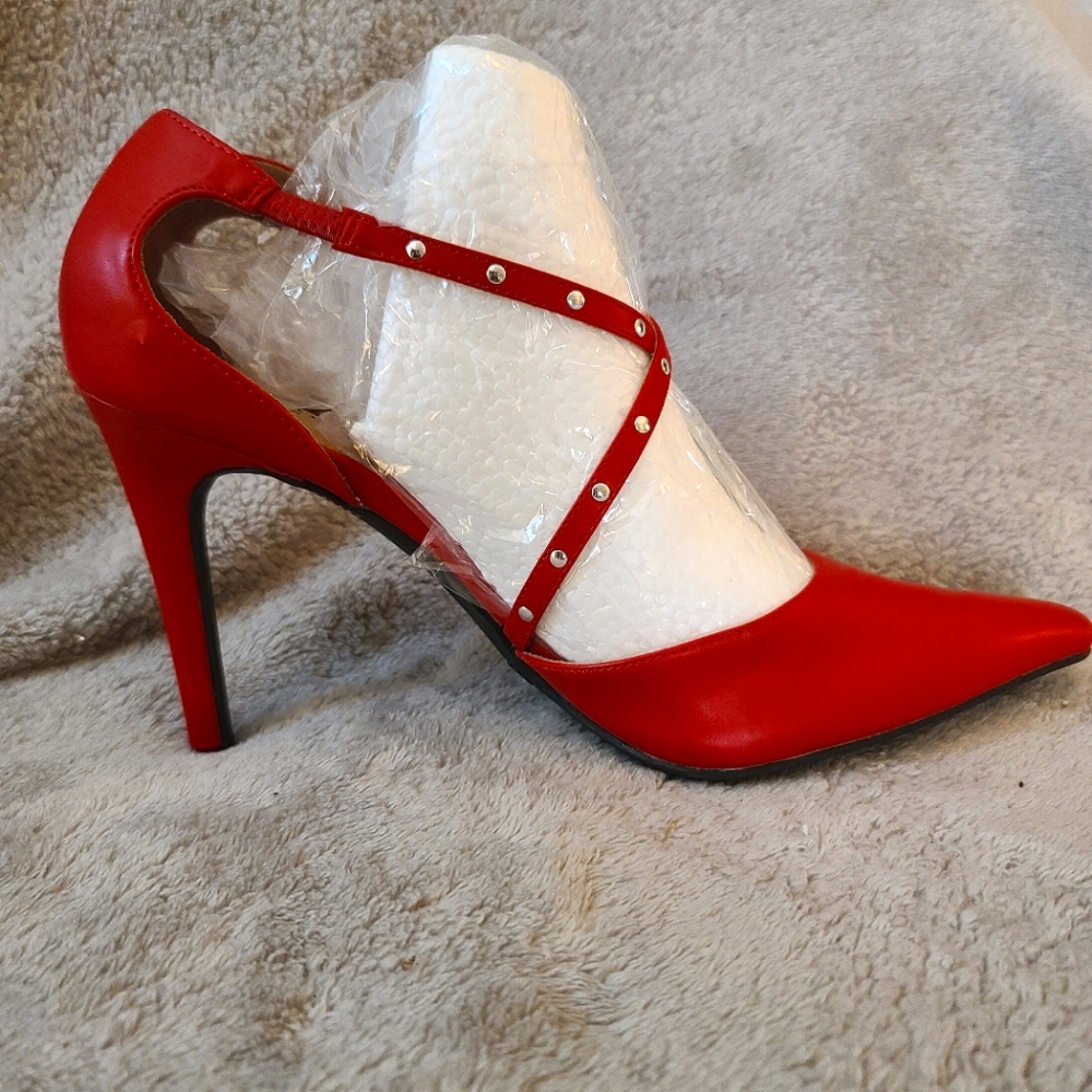 Christian Siriano Red Studded Shoes